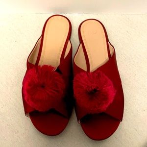 Beautiful satin Pom slides